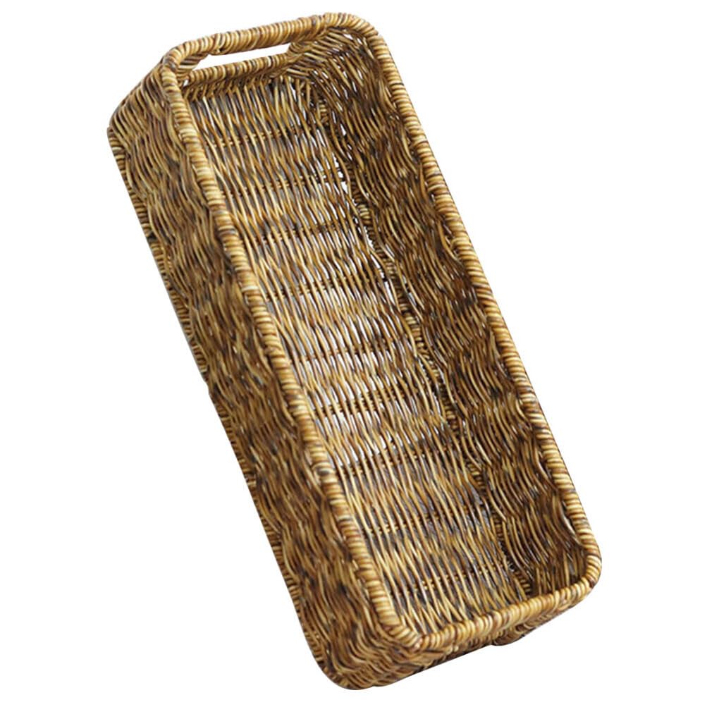 HEMOTON Cesto Portaposate In Vimini Intrecciato (2 Pezzi): Organizzatore Per Cucina E Tavola, Marrone, 24,5x8x6 Cm - 2