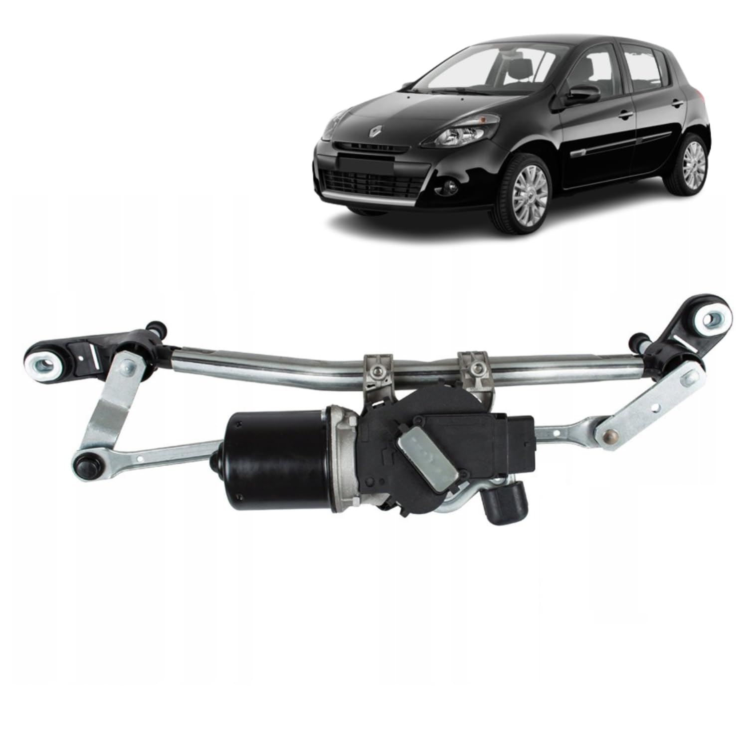 Mécanisme Complet d'Essuie Glace Avant (Tringlerie) avec Moteur compatible pour Renault Clio 3 de 2005 à 2014 OEM : 8200383752 7701061590