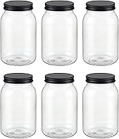 Vista 1 de novelinks Tarros de plástico transparente de 32 onzas con tapas, paquete de 6 tarros grandes de plástico con tapas de 32 onzas, recipientes