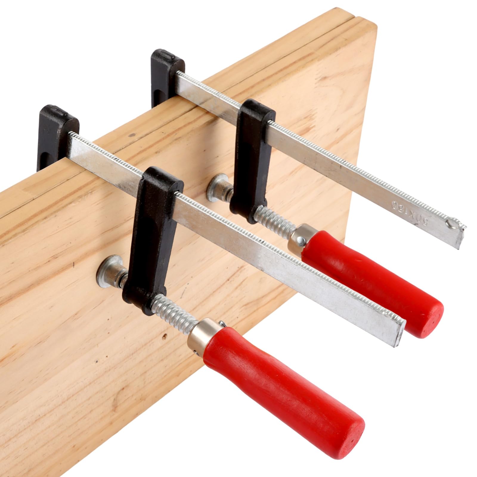 YAYODS Juego de 10 abrazaderas de tornillo, ancho de 150 mm/200 mm, profundidad de la mula de 50 mm/80 mm, pequeñas para madera, rieles de guía, fijación precisa