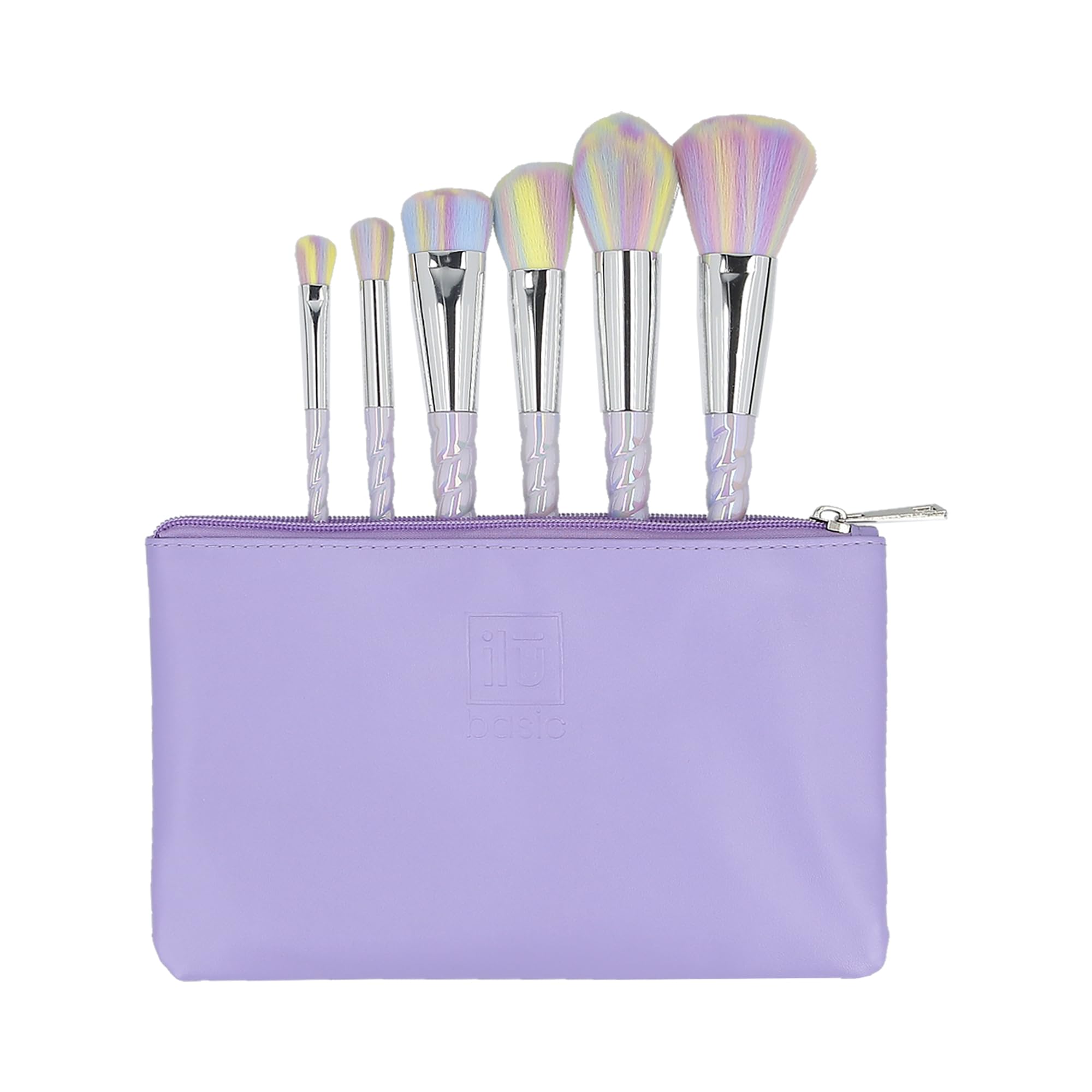 Ilu - Set de Pinceaux Maquillage Licorne 6 Pinceaux Doux Synthétiques Avec Pochette Vegan Outils de Beauté Élégants Pour Visage et Yeux Design Original et Tendance Entretien Facile