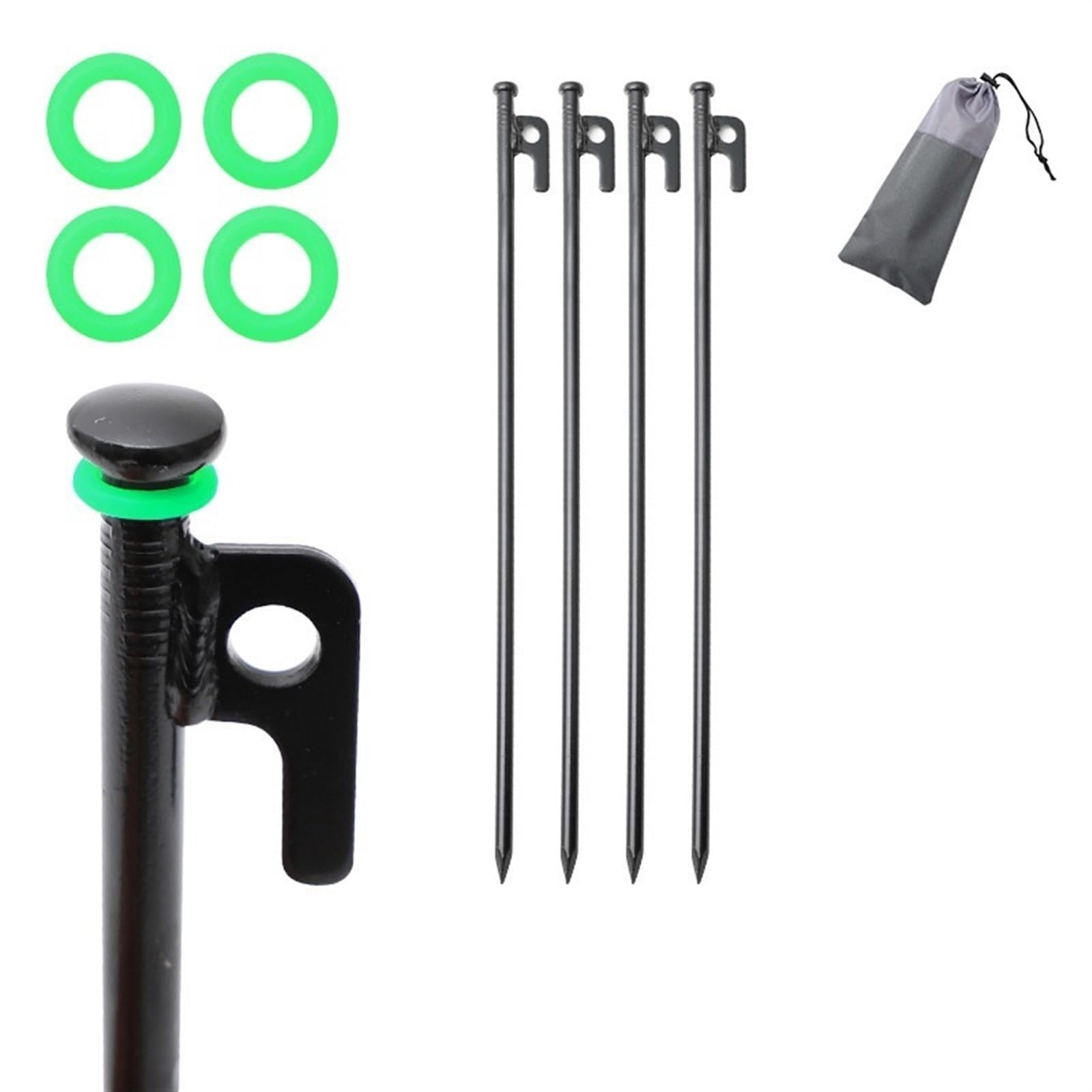 Piquets de Tente Piquets de tente en aluminium noir, 20/25/30/40cm, accessoires de Camping, camping-car, randonnée en plein air, plage, Long auvent noir, clou de sol Piquet Tente Adapté Au Camping Et