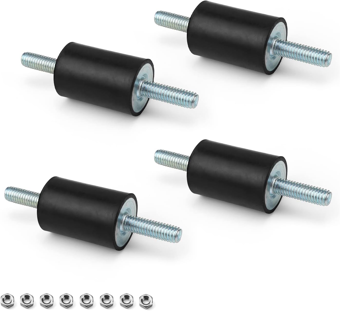 TIANLIN Rubber Buffer M6, 4 Pieces Double Stud Rubber Buffers, Vibration Damper M6, Oil Resistant and High Temperature Resistant, Suitable for Mechanical Devices