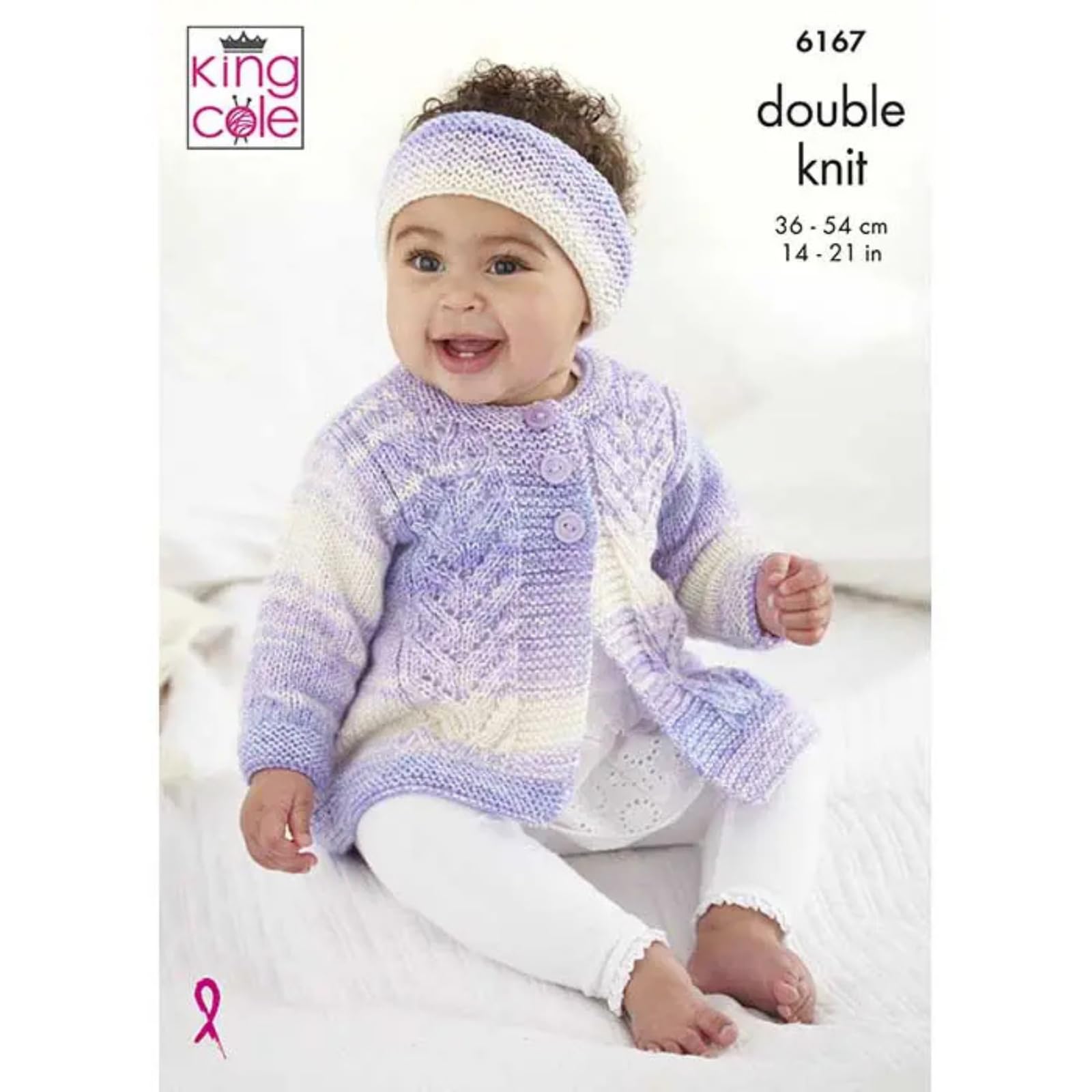 King Cole Baby DK Knitting Pattern - 6167 Cardigan, Coat, Headband, Gilet(4 Designs)
