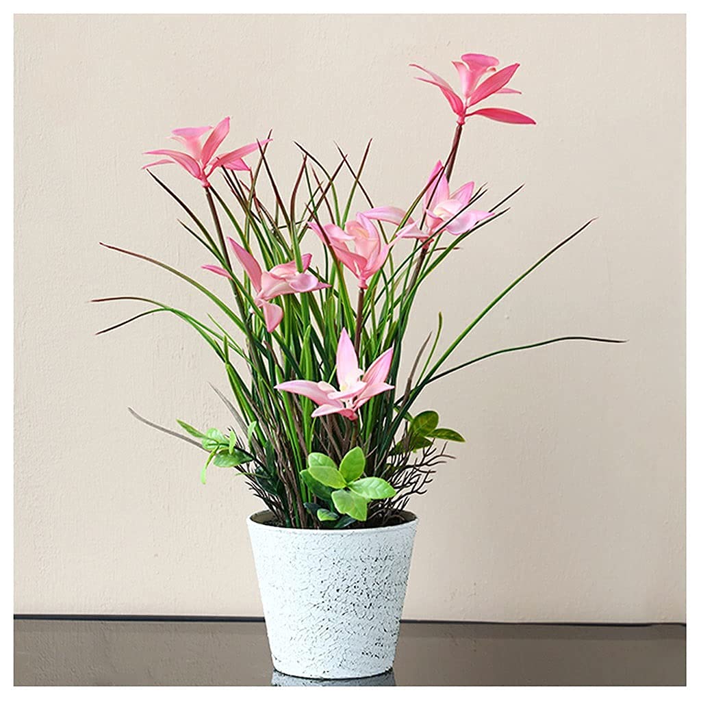 XDLEDMKIZ Artificial Flowers Artificial Flowers Green Plants Potted Living Room Tea Room Decorations Realistic Fake Flowers Hotel Shop Decorations Fake Flowers,Pink