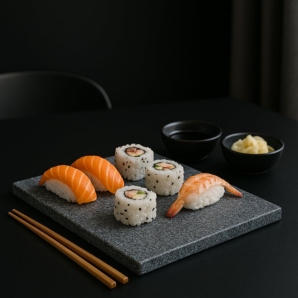 Tabla de cortar de granito negro 40x30 cm – Elegante superficie de trabajo para la cocina | Tabla artesanal Made in Italy para quesos, embutidos y sushi | Bandeja de diseño en piedra natural – Kalu