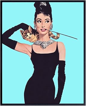 Blue Audrey Hepburn Wall Art - Audrey Hepburn Poster - Glam Wall Artwork - Vintage Movie Poster - Unframed Hollywood Movie - Pop Art Decor - Gift for Women, Her, Wife, Woman 8x10
