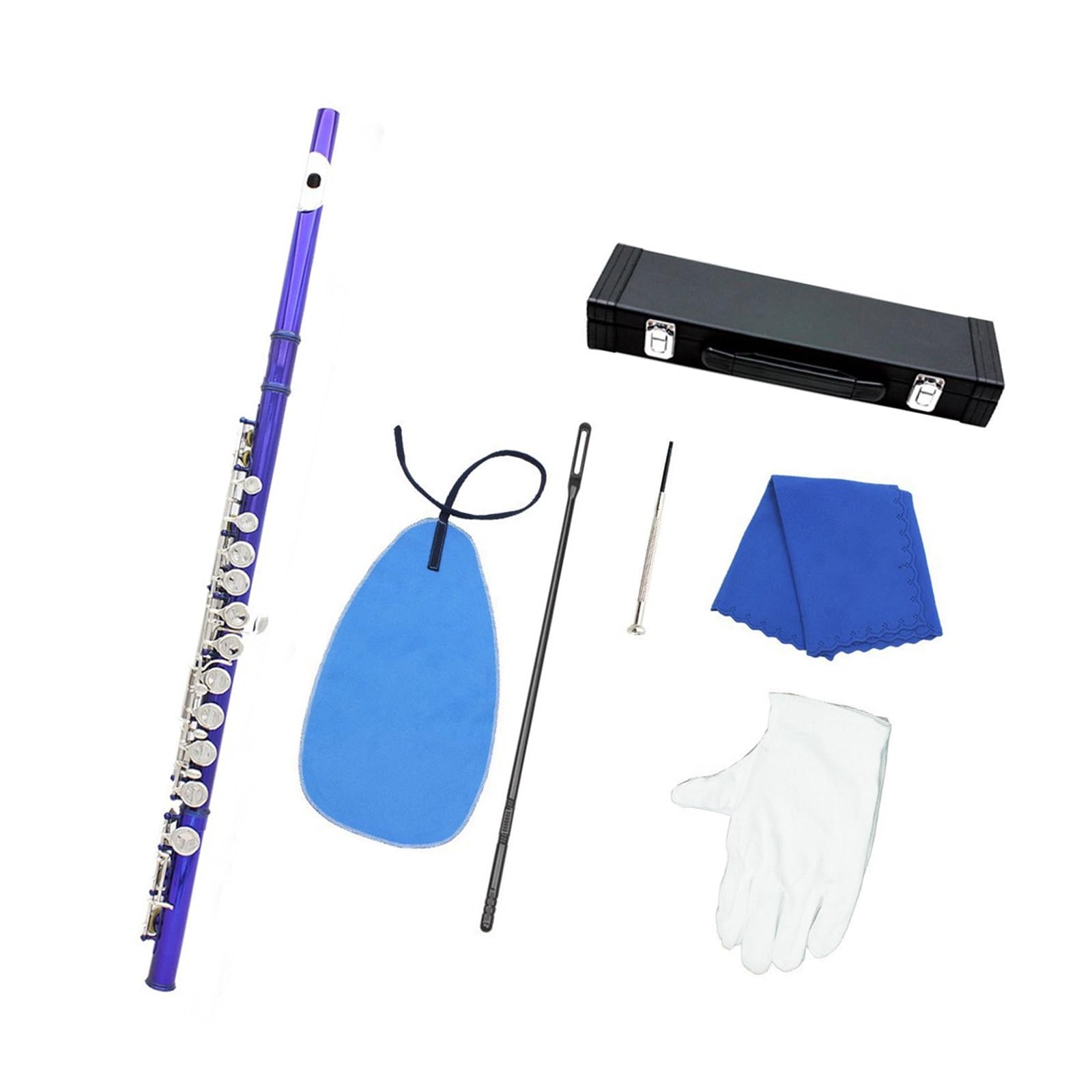Flauto Professionale C Flauto A 16 Fori Colore Do Chiave Mi Strumento A Fiato Per Principianti E Professionisti(Blue)