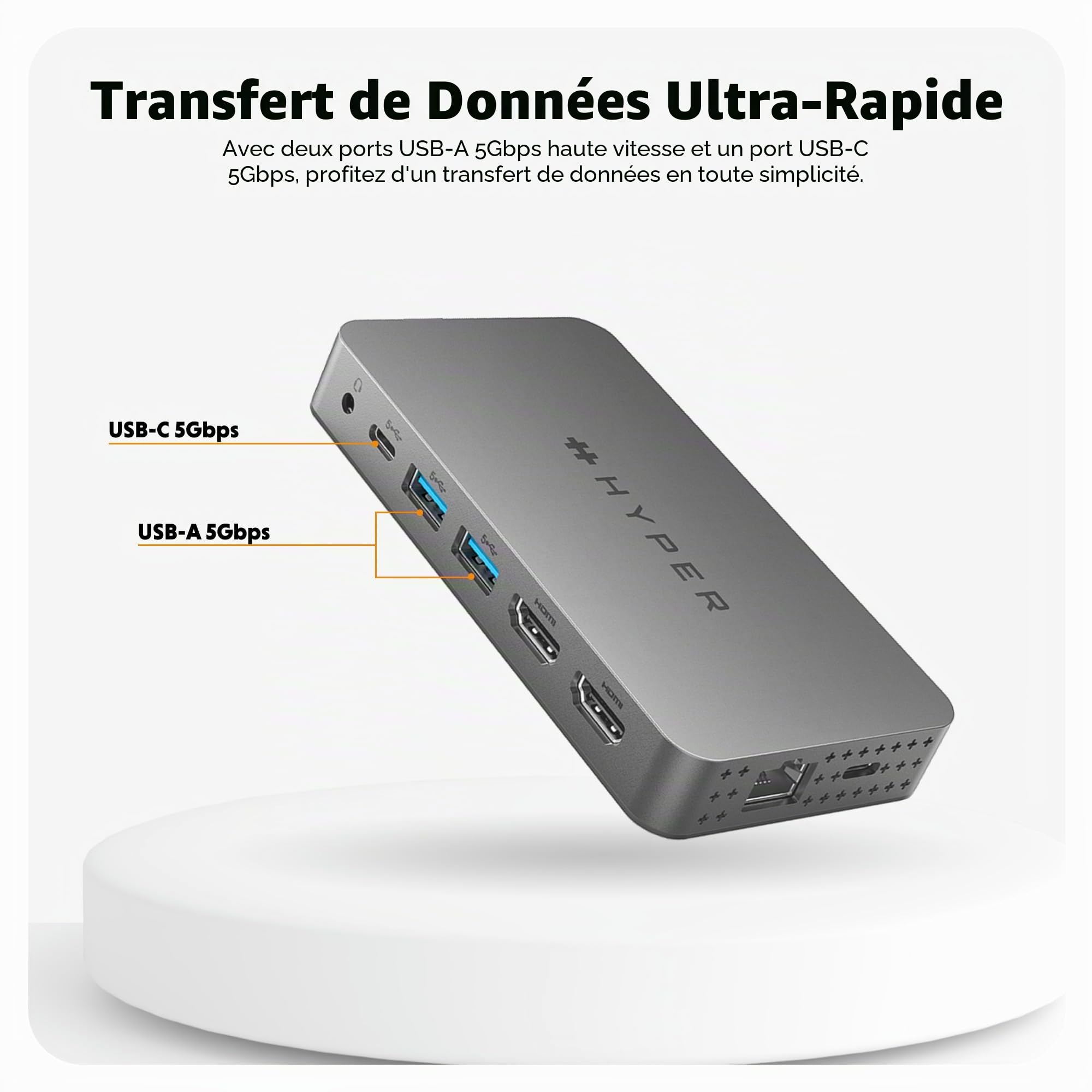 HyperDrive Hub USB-C 10-en-1 Dual 4K HDMI - HDM1H-GL
