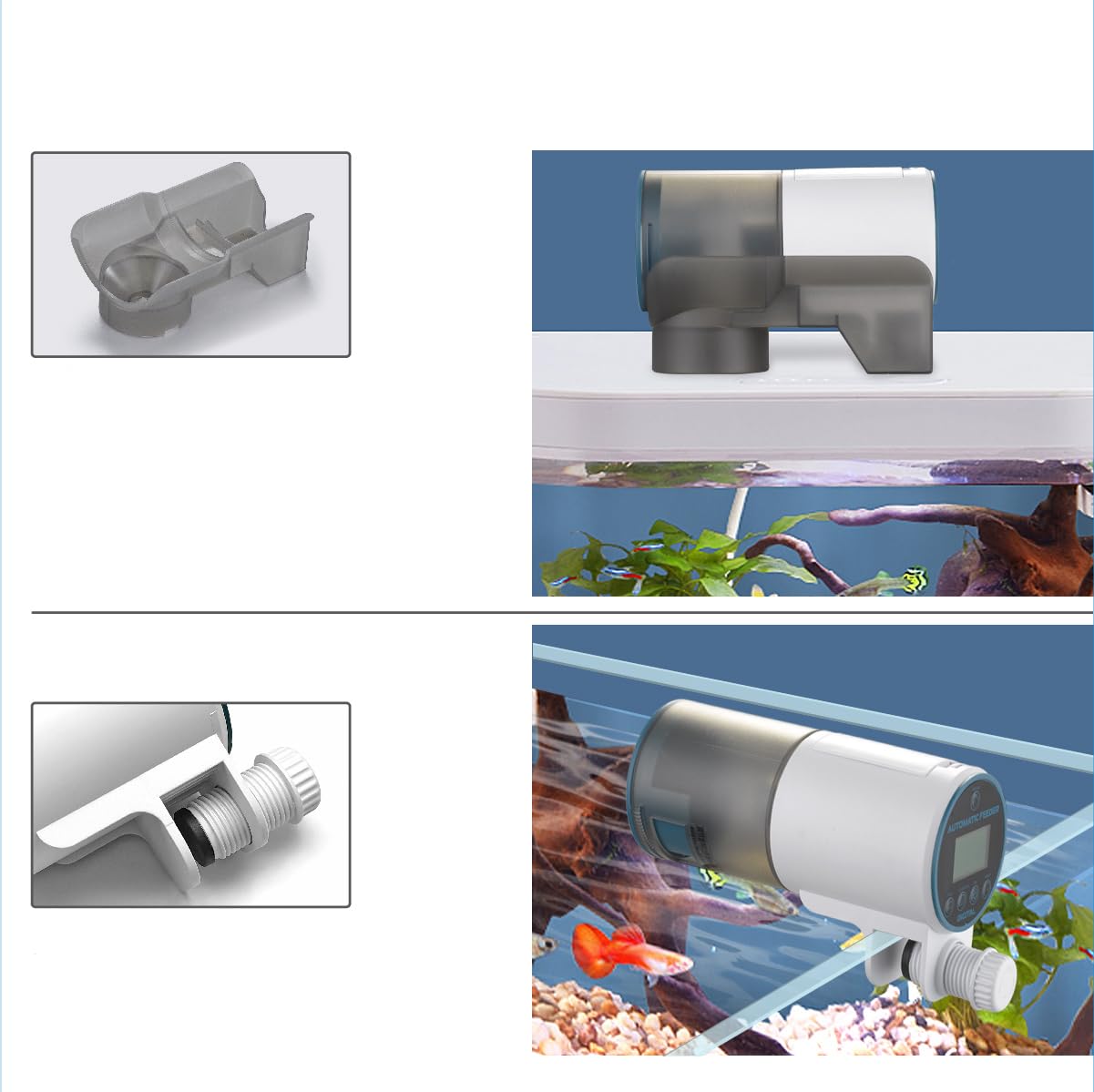 Alimentador Automático de Peces para Acuario, alimentador automático, Comedero de Peces automático, dispensador de Alimentos para terrario. (clásico 4 Modos)
