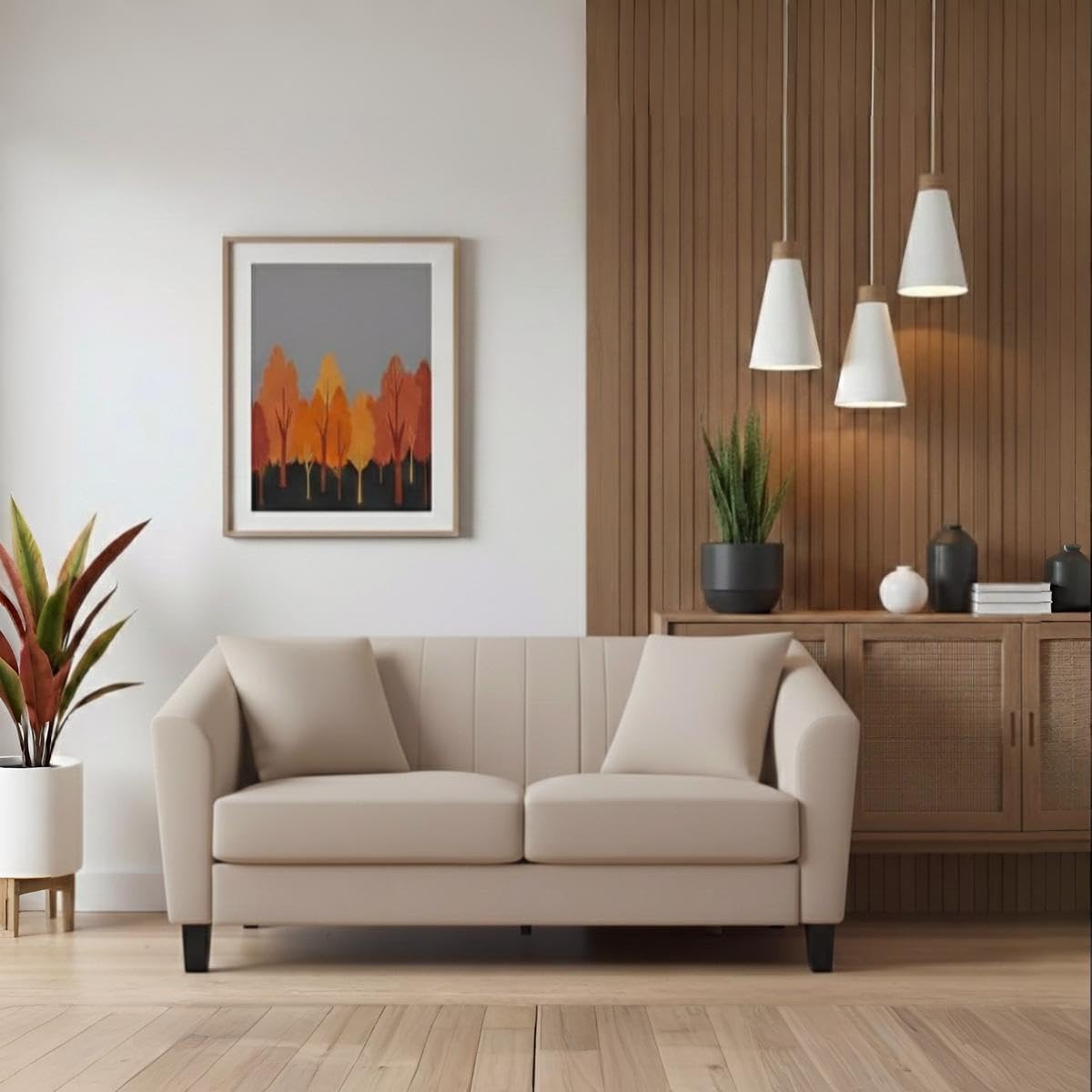 Avion Natalia 2 Seater Sofa Set for Living Room Beige | Modern 2 Person Sofas Furniture | Fabric Sofa Set 2 Seater Couch for Guests Room Festival Gifts-picture-17
