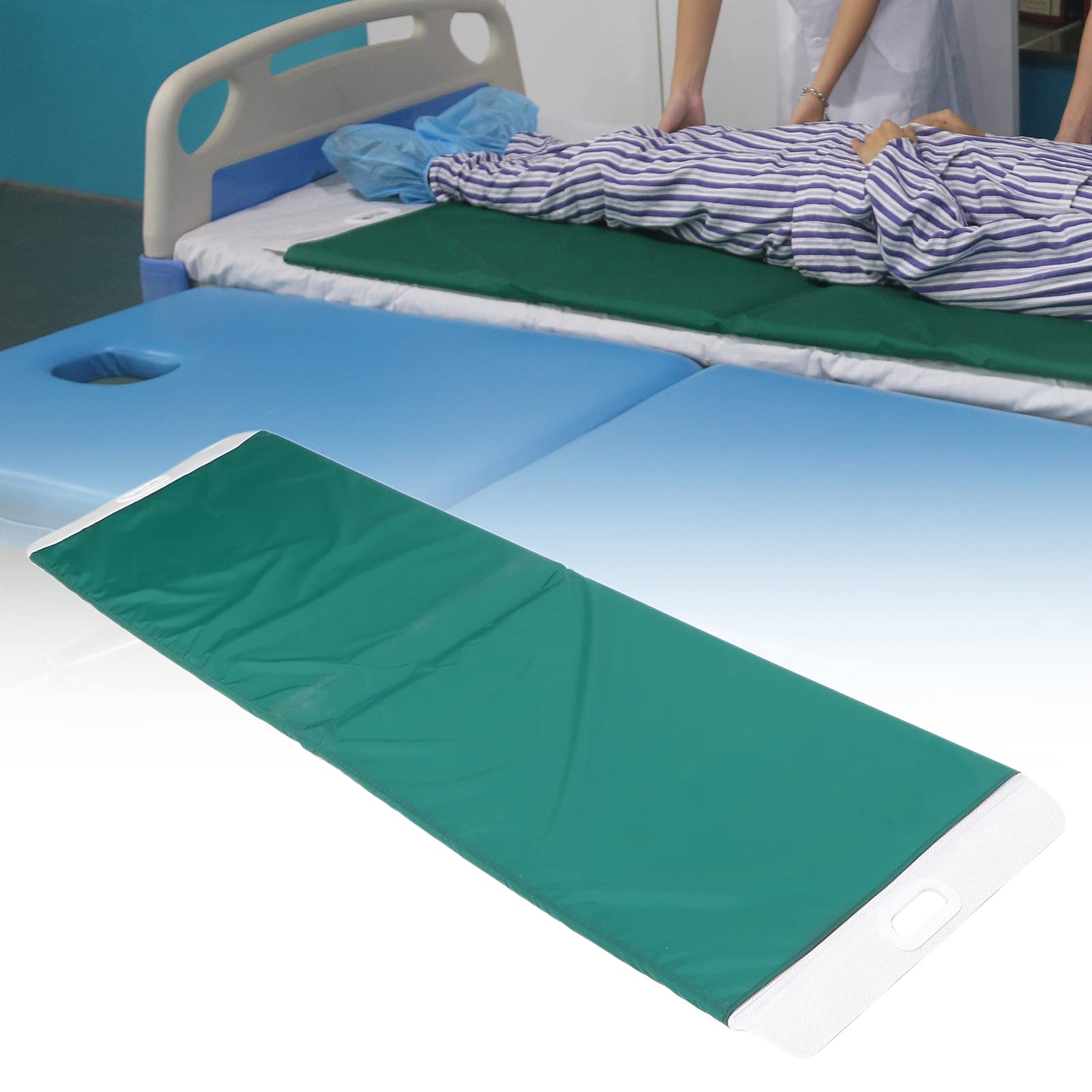 Tablero de transferencia de pacientes de 61.42 x 19.29 x 1.57 pulgadas, tablero de transferencia plegable y liviano para personas mayores o discapacitadas, verde, material de nailon