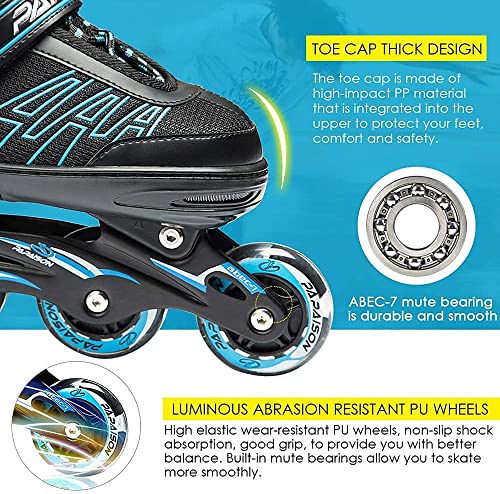 Image of Skating Shoes Inline Skates | Light Up Wheels - Interactive LED Flashing Roller Skates Adjustable Skating Shoes Comfertable Skate for Outdoor Fun (Blue)