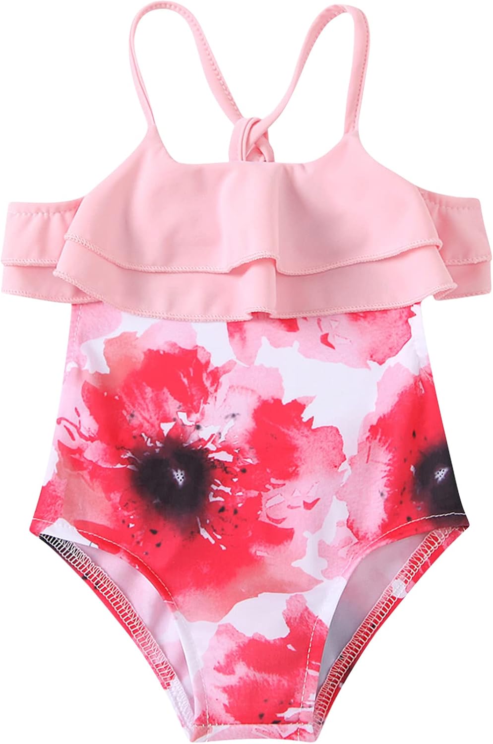 Freebily Baby Girls One Piece Swimming Leotard Toddler Sleeveless Flounce Swimsuit Bathing Suit