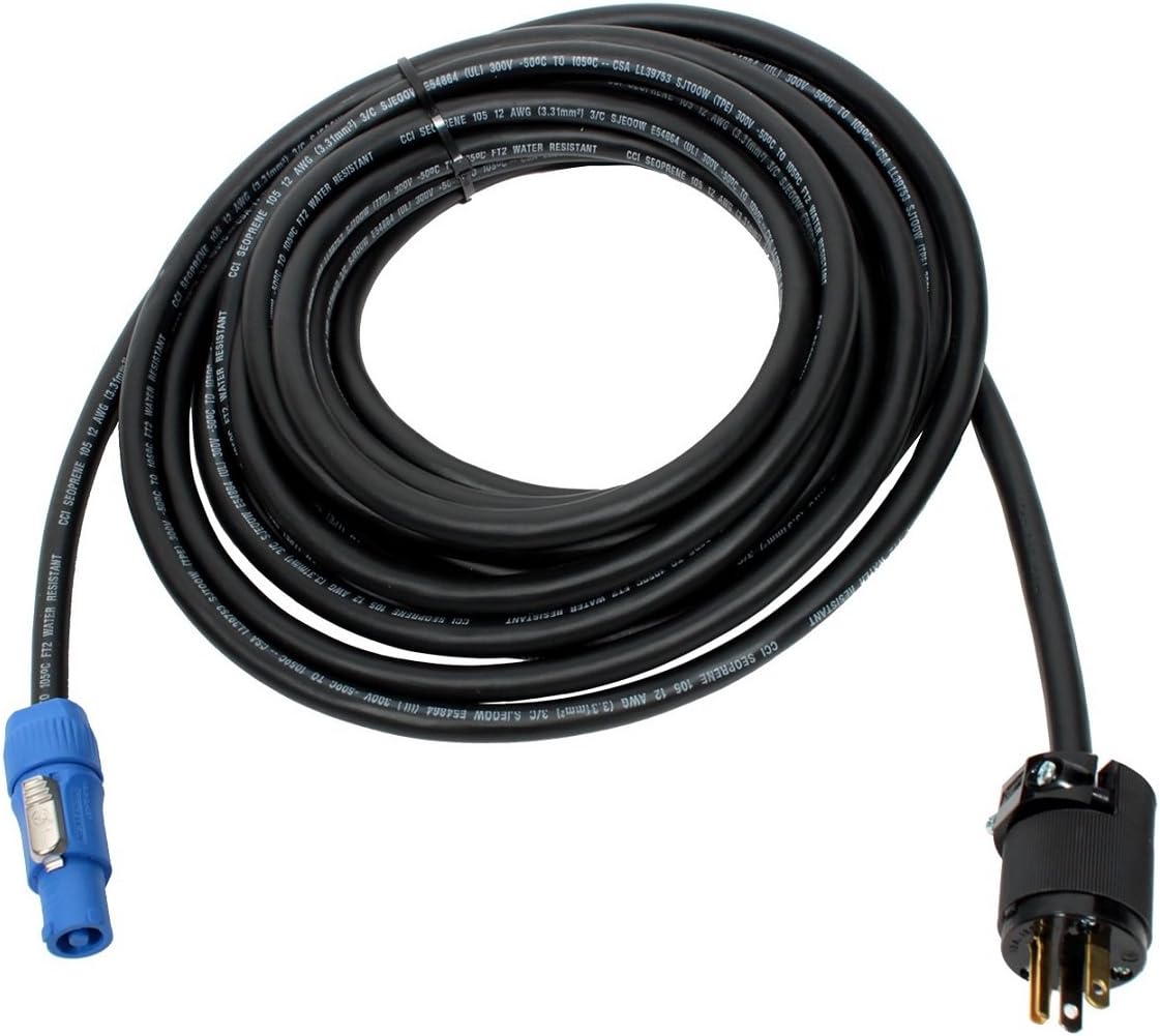 Elite Core PC14-AM-50 Neutrik PowerCon to Edison Male Power Cable, 50', 50 ft