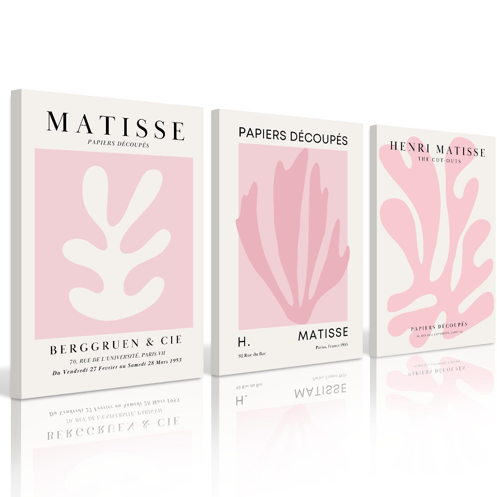 Pink Matisse Wall Art Prints Aesthetic Wall Decor Abstract Henri Matisse Canvas Wall Art Blush Pink Exhibition Poster Picture Minimalist Museum Artwork for Room Bedroom 16x24x3 Inch Ready to Hang