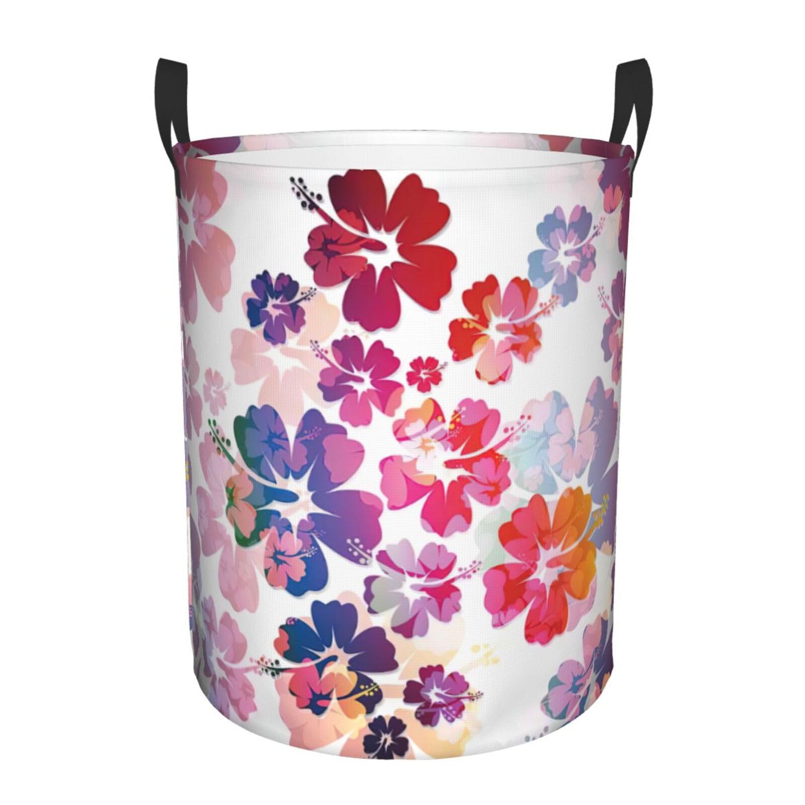 M Collapsible Round Hawaiian flower print Print Laundry Hamper
