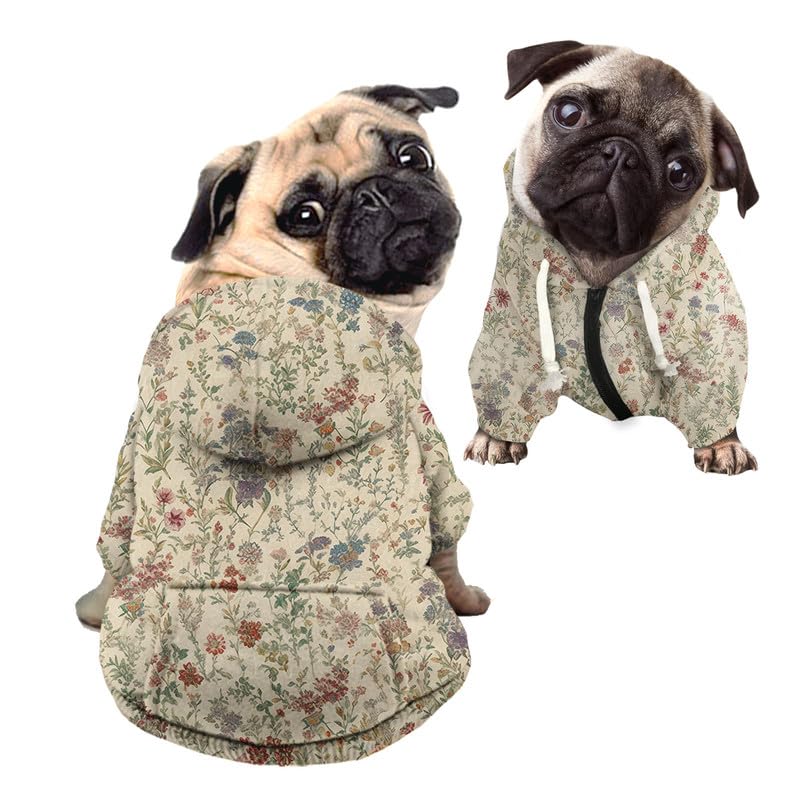 Kuiaobaty Ditsy Floral Dog Hoodie Pet Sweatshirt Stretchy Dogs Jumpers for Small Medium,French Countryside Style Pet Puppy Hoodie Coat — image 1