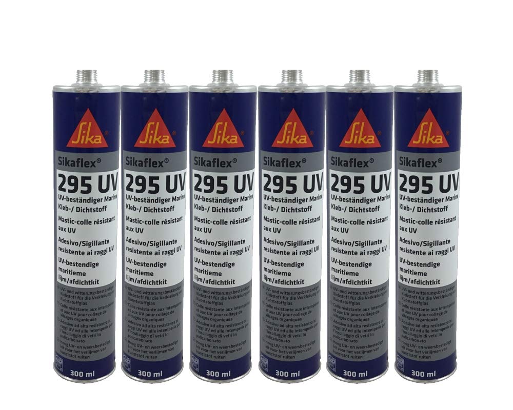Sikaflex 295 UV adesivo e sigillante per incollaggio vetri organici e sigillature esterne, nero, 300 ml