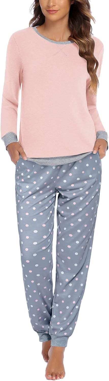 Ekouaer Pajamas For Women Comfy Long Sleeve Jogger Set Lounge Pjs Set With Pockets