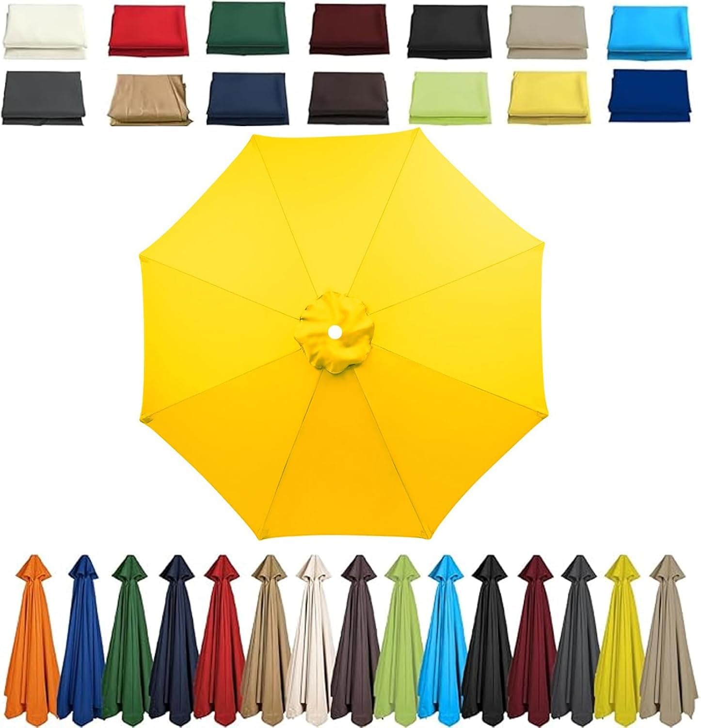 Waterproof Garden Parasol Umbrella 4m/3.5m/3.0m/2.7m/2.5m/2.3m/2m - Patio Outdoor Sun Shade Canopy For Beach, Pool, Lawn, Backyard & Deck - 6/8 Arms Yellow-a 8ribs:4M/13ft