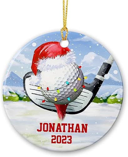 Adorno de golf  Adorno de Navidad personalizado de bola de golf de Santa  Adorno de Navidad deportivo de golf  Regalos para hombres, mujeres amantes