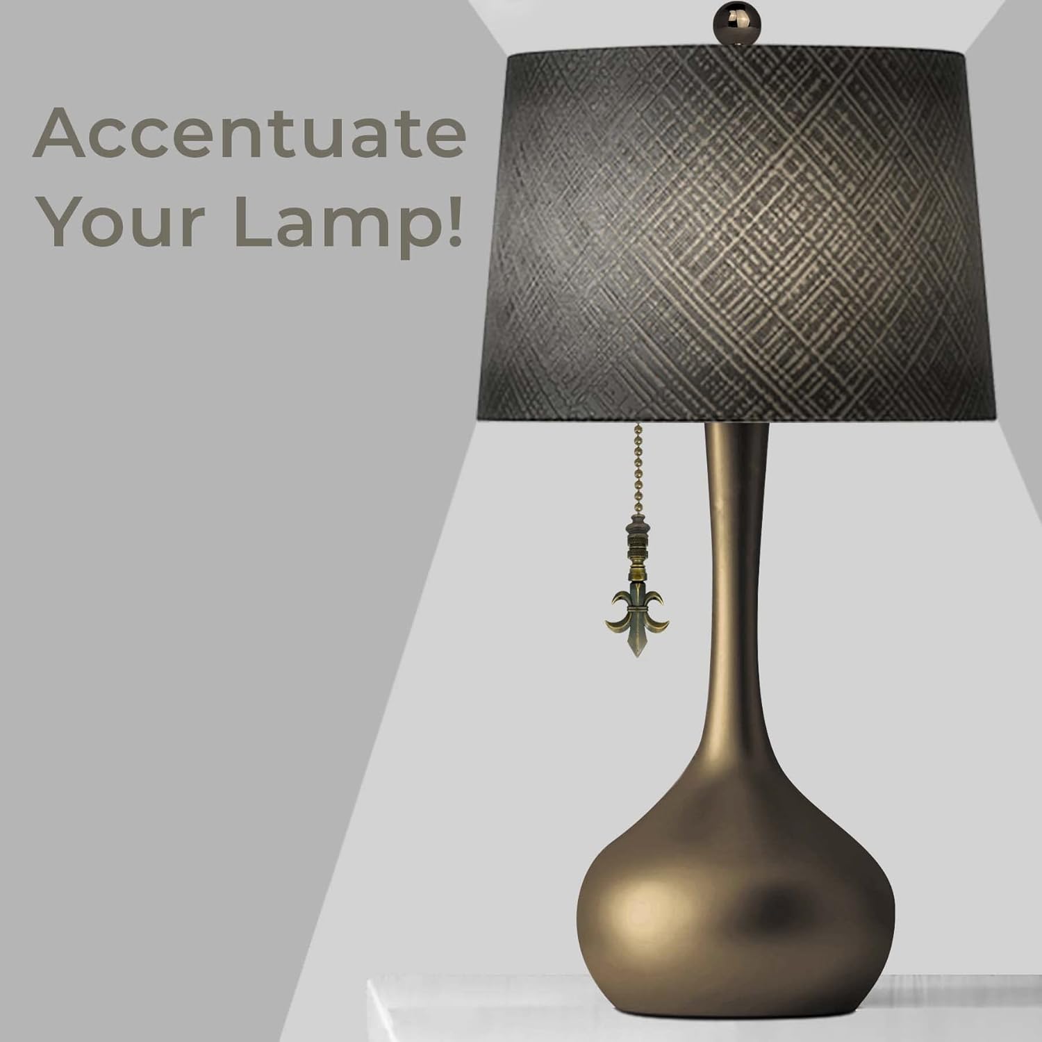 Royal Designs, Inc. Fleur De Lis Finial with Fan Pull Chain, Antique Brass - Pack of 1