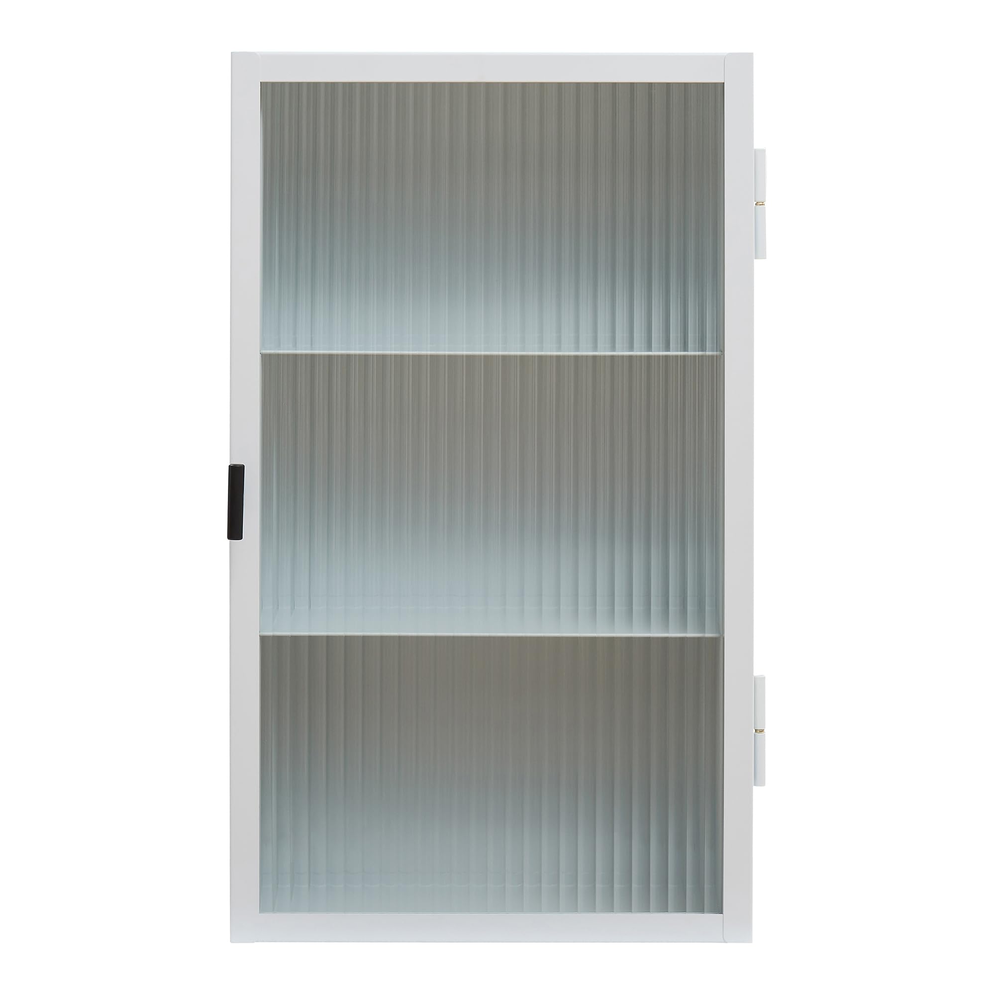 [en.casa] Hängeschrank Zundert Badezimmerschrank 60 x 35 x 15 cm mit geriffelter Glastür Medizinschrank Wandschrank für Wohnzimmer Bad Küche Stahl Weiß