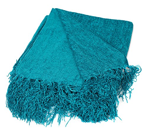 BIRDROCK HOME Internet's Best Chenille Throw Blankets - Teal -