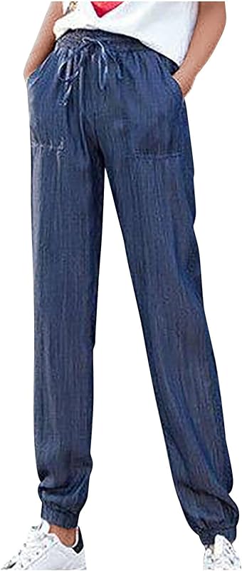 Womens High Waisted Straight Leg Jeans Wide Leg Denim Pants Long