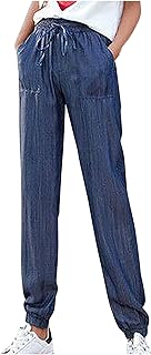 Womens High Waisted Straight Leg Jeans Wide Leg Denim Pants Long
