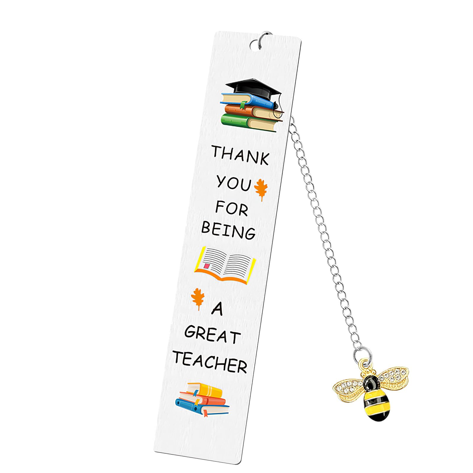 Teacher Gifts Bookmark, Color Engraved Printing Souvenirs Thank You Gifts, Personalised Bee Pendant Bookmark Appreciation Gifts for Women Men Teacher