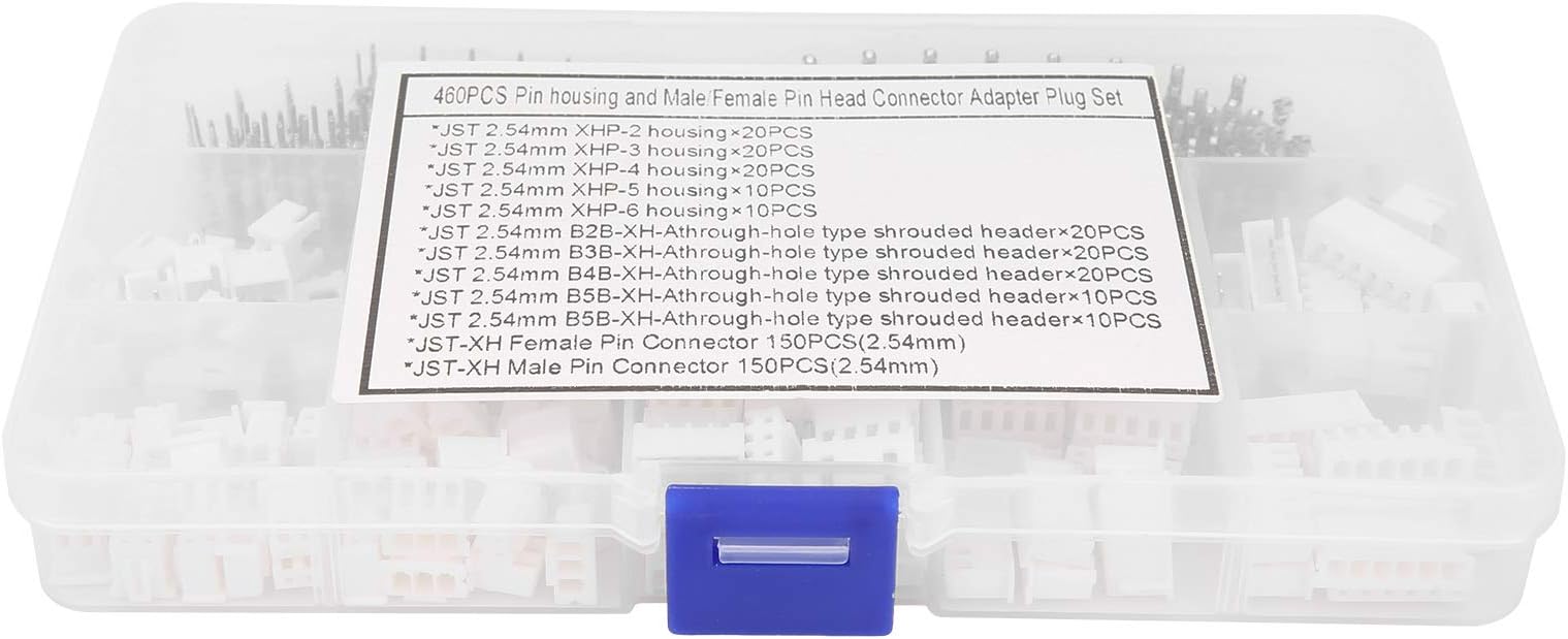 460pcs JST Connector Kit JSTXH 2/3/4/5/6Pin Wire Terminal Female Male Pin Connector with Box
