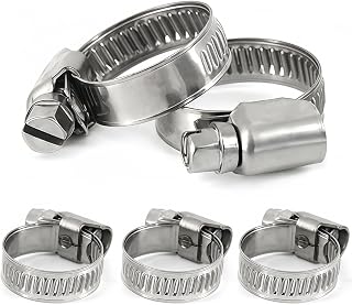 50PCS 16-25mm Heavy Duty Hose Clamps, MISPIRE Adjustable Worm Gear Drive Hose Clamps, Stainless Steel 304 German Style Pipe Clamps for Fuel Injection Line, Automotive, Radiator, Garden,Plumbing