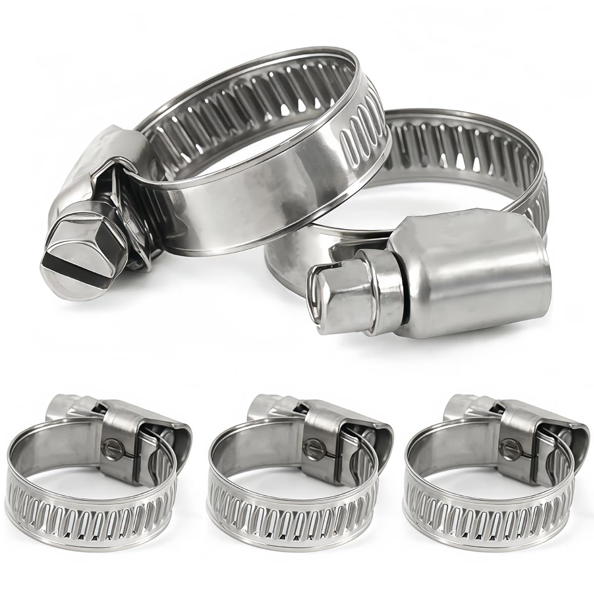 Abrazaderas de manguera resistentes de 16 a 27 mm, paquete de 100 unidades, abrazaderas de manguera ajustables de acero inoxidable 304 estilo alemán para línea de inyección de combustible