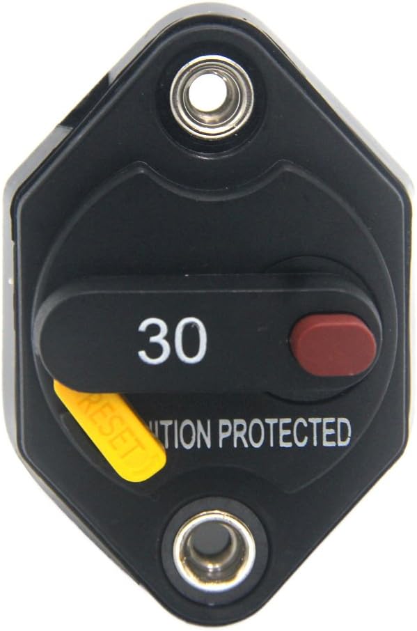 ZOOKOTO 30A Circuit Breaker Fuse Inverter with Manual Reset Button for Auto Truck RV Marine Trailer Waterproof 12V-32V DC 30 Amps