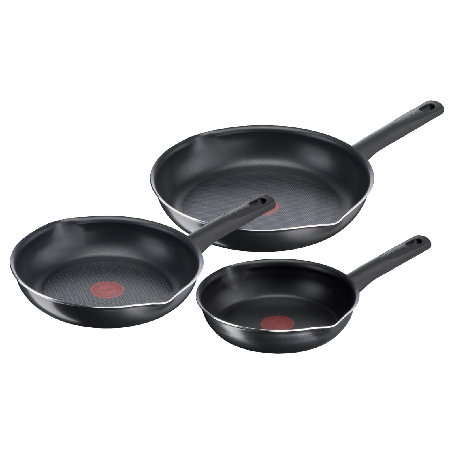 Tefal B56490 Set di padelle Day By Day On da 3 pezzi 20/24/28 cm | Pentole antiaderenti | Rivestimento antiaderente in titanio ad alte prestazioni | Nero [Non adatto all'induzione]