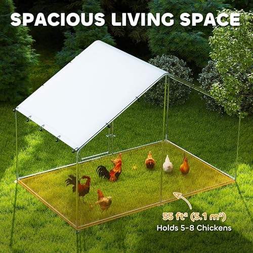 PawHut 9.8' x 5.6' x 6.2' Chicken Run Galvanized Metal Chicken Coop Silver — view 2