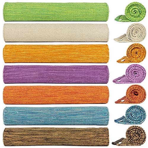 Yogasana Cotton Yoga Mat Eco Friendly Hand Woven - Yoga Rug - Fire (Red) Thick Non Slip Exercise & Fitness Mat For Home Workouts (24” W X 72” L X 5Mm Thick) #TOP6