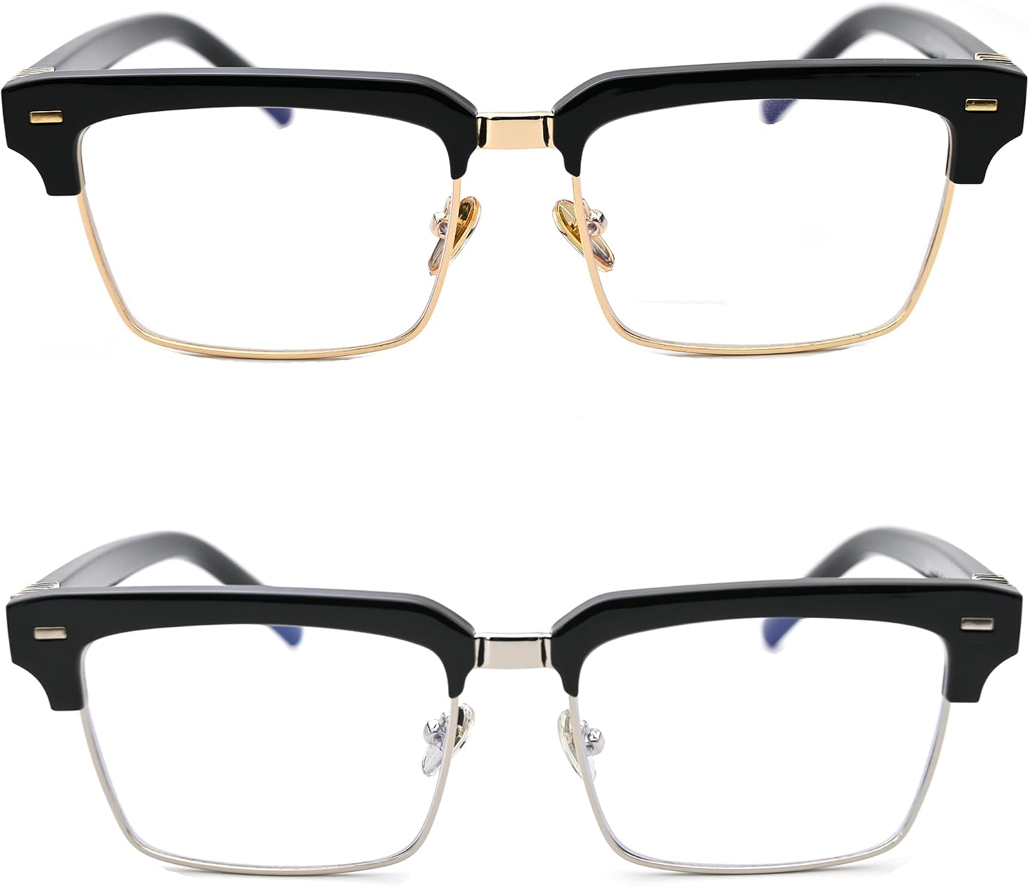 Semi Rimless Rectangle Blue Light Glasses Men Women Black Square Eyewear