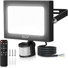 CLY Outdoor LED Spotlight with Motion Sensor 35 W, 3290 LM Outdoor LED Spotlights with Remote Control 4 Modes Outdoor LED Headlights Cold White Outdoor LED Headlight IP66 Waterproof Timer