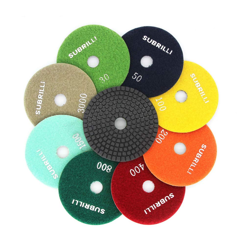 4" Diamond Polishing Pads 5 Pcs Set for Concrete Marble Granite Countertop Floor Edges(Grits 30)