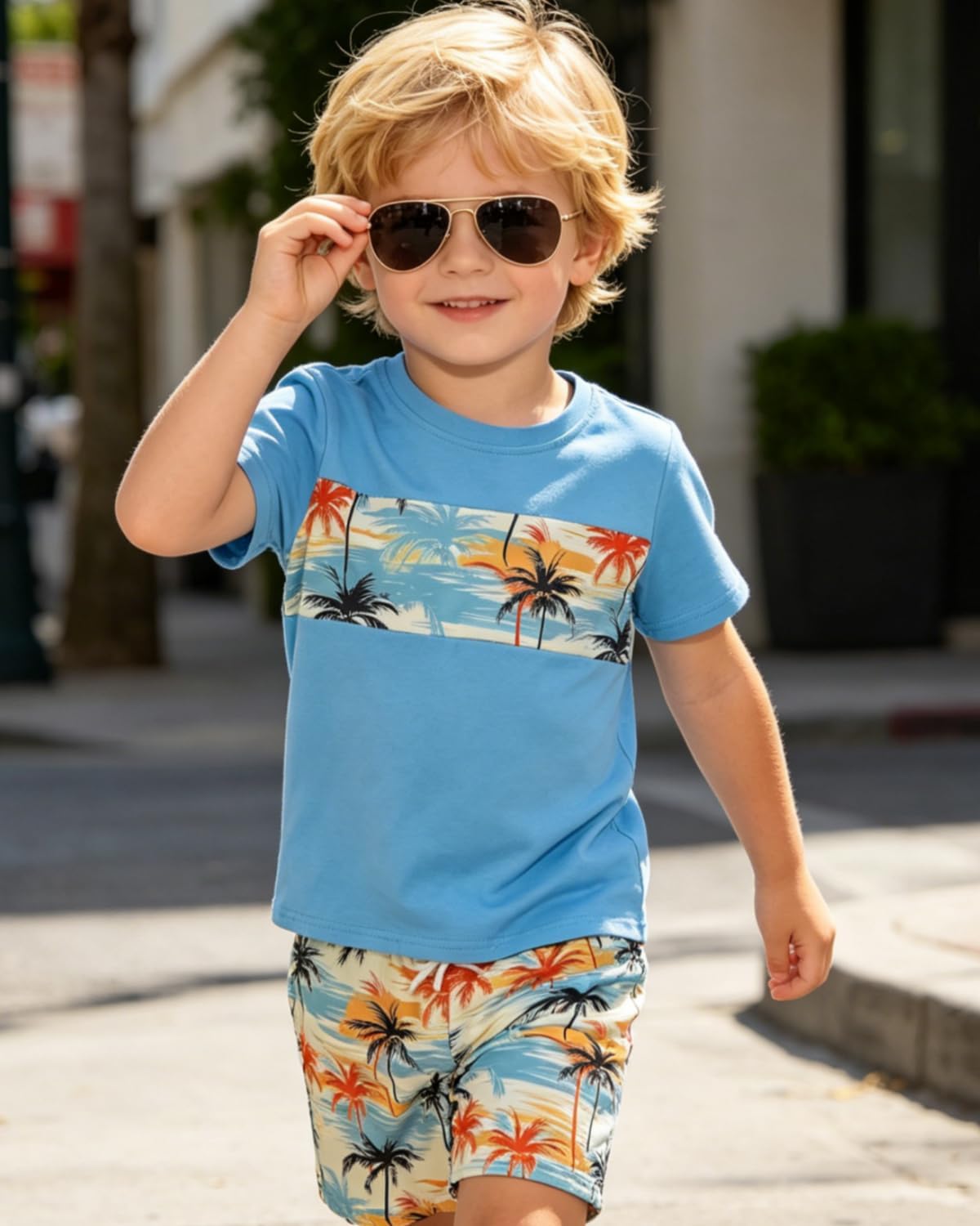Boys Summer Clothes Letter Print Short-Sleeved T-Shirt & Shorts Set 2 Piece Toddler Kid Outfit Size 6-12