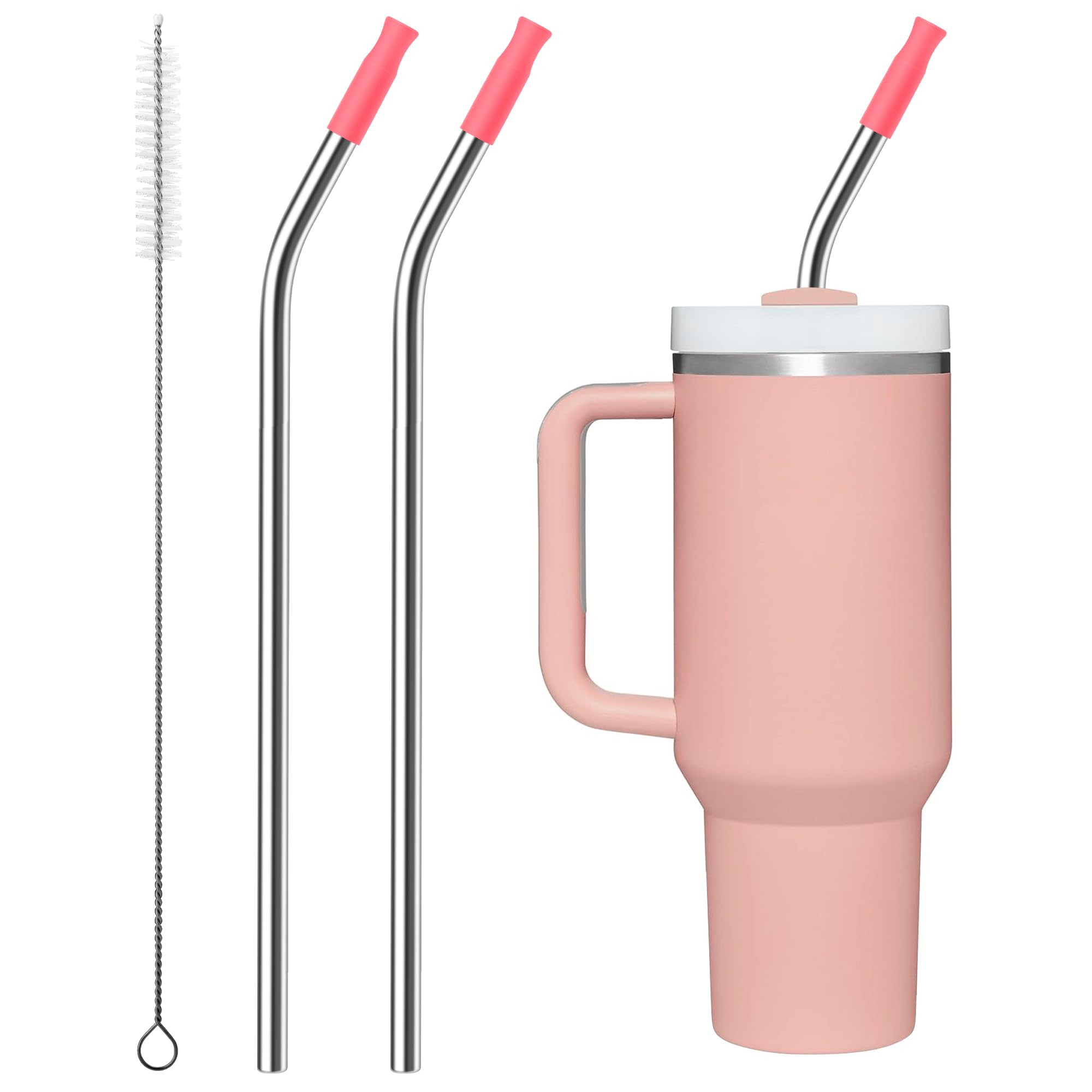 Amazon.com: Bluwing 2 Pcs Stainless Steel Straw with Silicone Tips for 30  oz Stanley Tumbler, Repeatable 30 oz Metal Straws for Stanley Adventure  Quencher Travel Tumbler Cup, BPA FreePink Dusk : Home