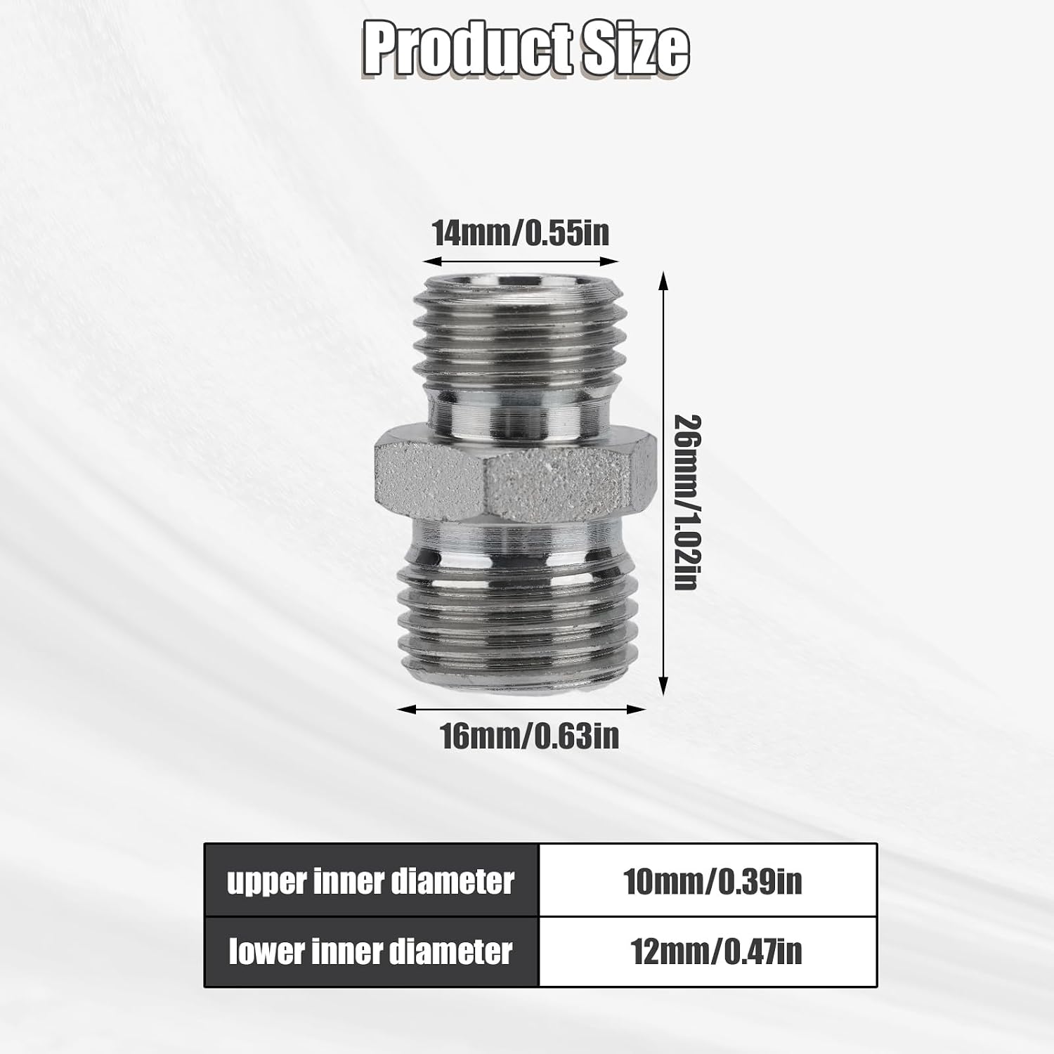 2pcs M14 to M16 Hydraulic Adapter Fittings, Carbon Steel Threaded Connector