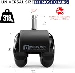 Office Chair Wheels, Heavy Duty Chair Wheels Replacement, Smooth & Quiet Caster Set for Hardwood Floors and Carpets, Universal Fit 11x22mm, Easy Install - Black