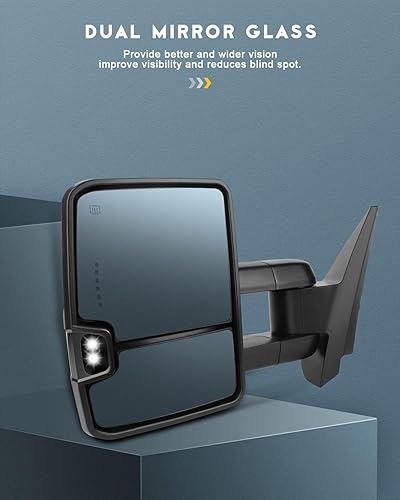 Vista 47 de OCPTY Espejos de remolque para Gmc C2500 1988-2000 para GM 1988-2000 para Chevy para Gmc 1988-2001 para Gmc C/K 1500/2500 Suburban/Yukon 1992-1999