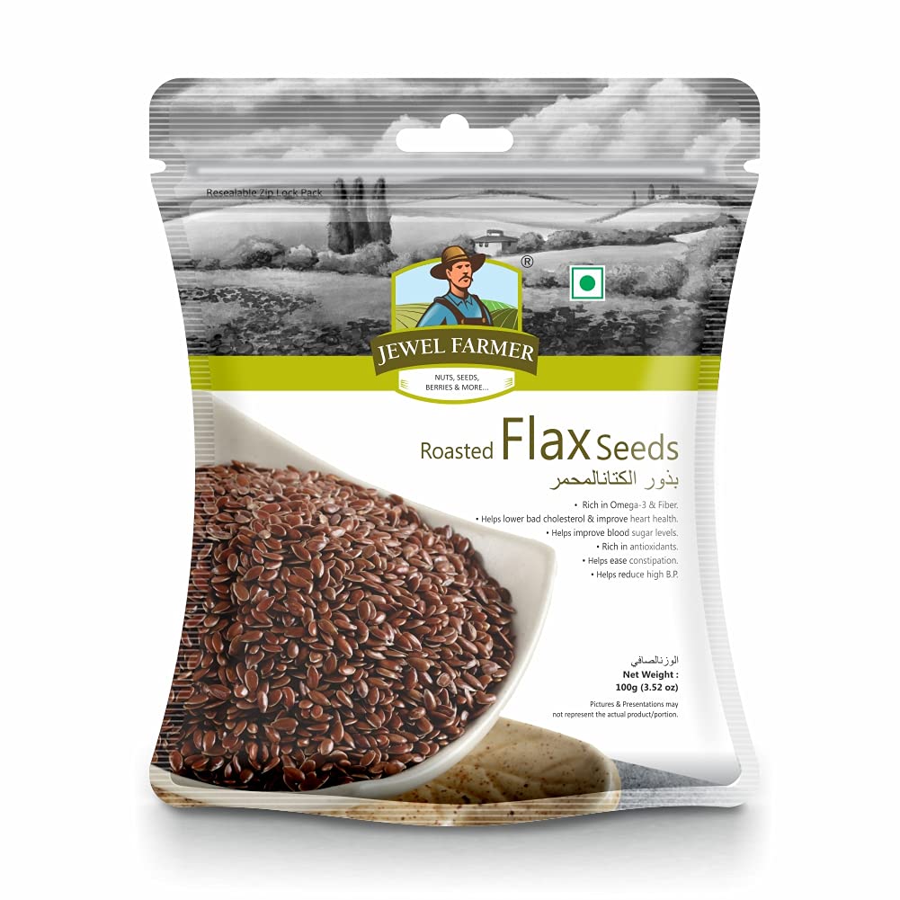 JEWEL FARMER Roasted Flax Seeds, Raw Superfood with Protein, Dietary