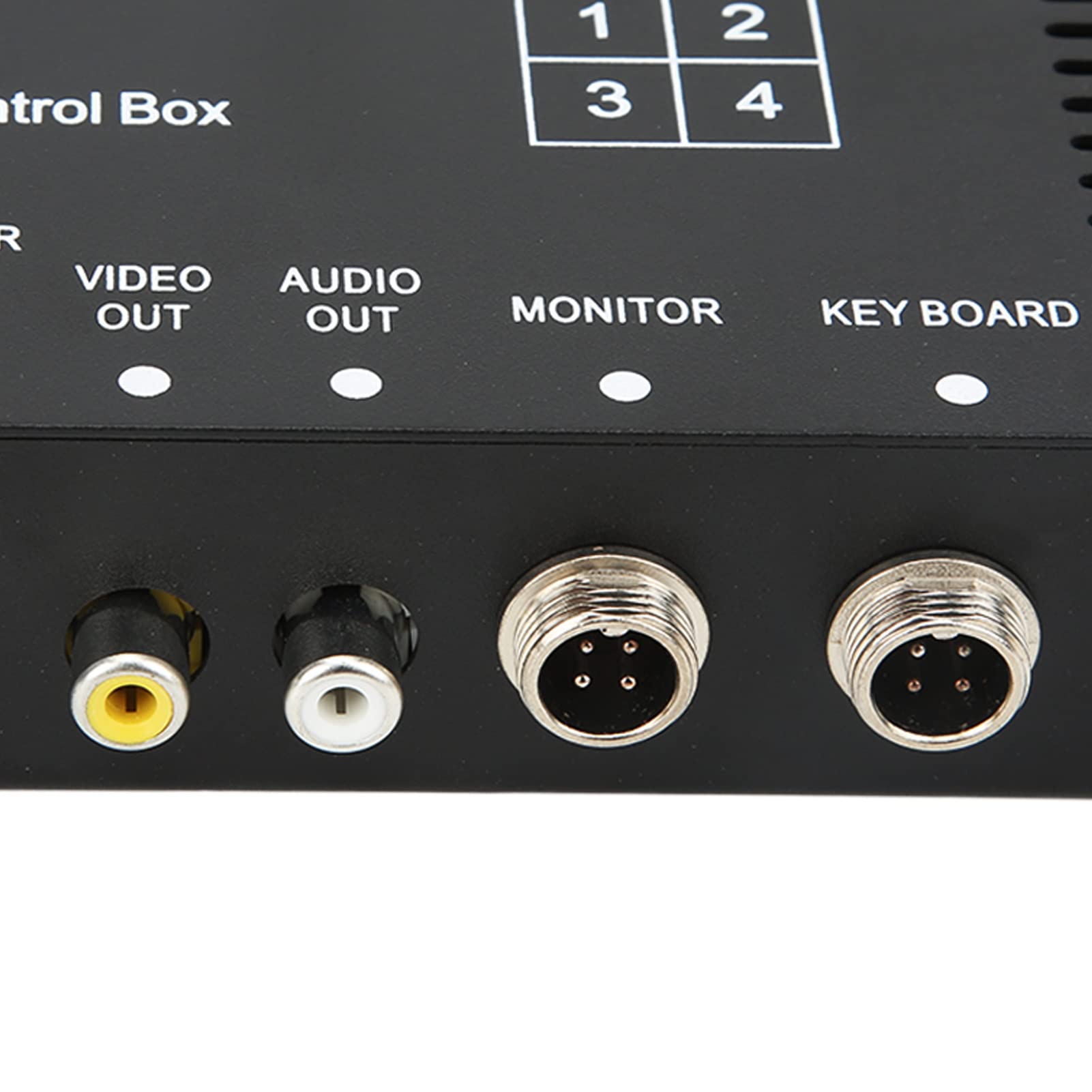 Keenso Splitter Video a 4, Scatola di Controllo Telecamera per Retromarcia in ABS e Metallo, DC12V 24V PAL 720x576, Commutazione Remota a 4 Ingressi e 2 Uscite per Telecamera di Parcheggio di