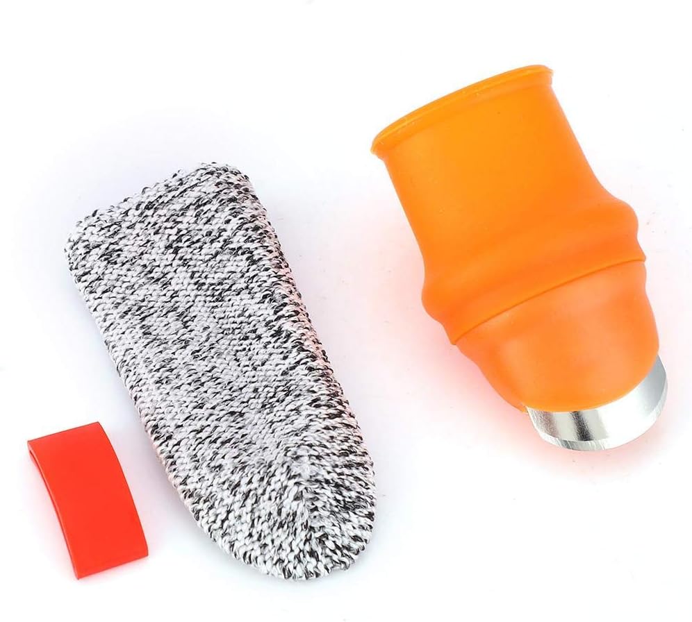 Garosa Thumb Knife Potted Plants Trim Fruit and Vegetable Picking Silicone Stainless Steel Picking Portable Knife Garden Tools Cut-Proof Finger Sleeve Garden Gifts